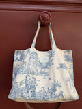 Cabas Tote Bag - Jouy de Fruits | Royal Blue & Cream